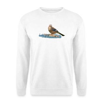 Eichelhäher - Unisex Pullover - Weiß - Vorne - Alina (178cm) & Michal (187cm)