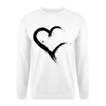 Herz unvollständig offen Schwarz Design Vektor - Unisex Pullover - Weiß - Vorne - Alina (178cm) & Michal (187cm)