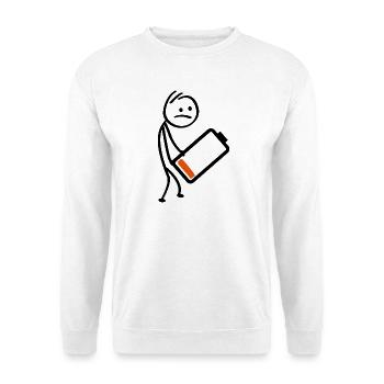 Batterieladegerät. Wiederaufladbarer Akku, niedriger Füllstand - Unisex Pullover - Weiß - Vorne - Alina (178cm) & Michal (187cm)