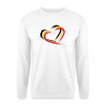 Herz Bürste Flagge Belgien Fahne Design Farben - Unisex Pullover - Weiß - Vorne - Alina (178cm) & Michal (187cm)