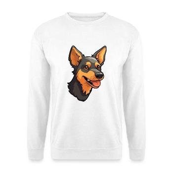 Lancashire Heeler Hunderasse Cartoon Kawaii Illustration - Unisex Pullover - Weiß - Vorne - Alina (178cm) & Michal (187cm)