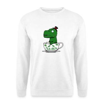 Tea-Rex Dino Tyrannosaurus - Unisex Pullover - Weiß - Vorne - Alina (178cm) & Michal (187cm)