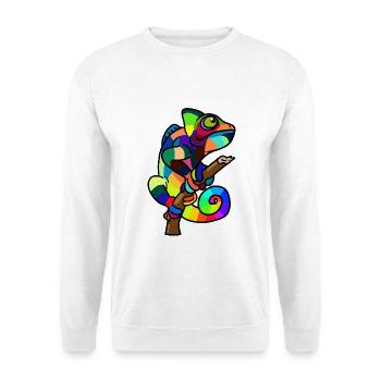 Gekko Echse Zoo Kinder bunt - Unisex Pullover - Weiß - Vorne - Alina (178cm) & Michal (187cm)