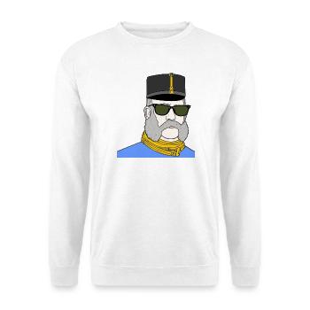 Kaiser Franz Joseph mit Sonnenbrille – K&K - Unisex Pullover - Weiß - Vorne - Alina (178cm) & Michal (187cm)