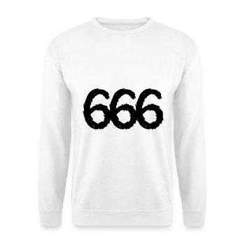 666 Symbol Zahl - Unisex Pullover - Weiß - Vorne - Alina (178cm) & Michal (187cm)