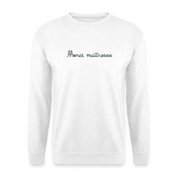 GELIEBTE. VIELEN DANK. DANKE, HERRIN. - Unisex Pullover - Weiß - Vorne - Alina (178cm) & Michal (187cm)