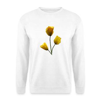Mohn gelbe Mohnblumen - Unisex Pullover - Weiß - Vorne - Alina (178cm) & Michal (187cm)