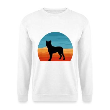 Cao Fila De Seo Miguel Hund Silhouette Retro Sonnenuntergang - Unisex Pullover - Weiß - Vorne - Alina (178cm) & Michal (187cm)