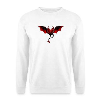Herz Teufel Satan Luzifer Engel - Unisex Pullover - Weiß - Vorne - Alina (178cm) & Michal (187cm)