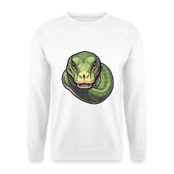 Anakonda Niedlich Glücklich Kawaii Cartoon Clipart Tier - Unisex Pullover - Weiß - Vorne - Alina (178cm) & Michal (187cm)