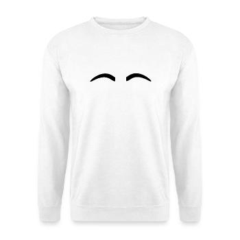 Augenbrauen Lustig - Unisex Pullover - Weiß - Vorne - Alina (178cm) & Michal (187cm)