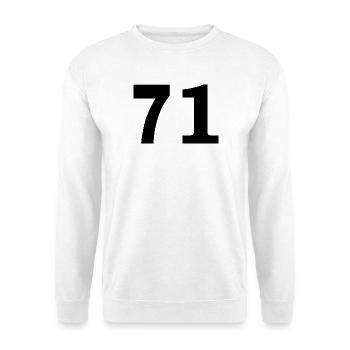 Number - 71 - Seventy One - Unisex Pullover - Weiß - Vorne - Alina (178cm) & Michal (187cm)