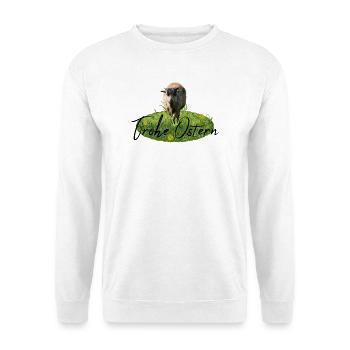Frohe Ostern Lamm - Unisex Pullover - Weiß - Vorne - Alina (178cm) & Michal (187cm)