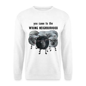 You came to the wrong Neighborhood - Schafherde - Unisex Pullover - Weiß - Vorne - Alina (178cm) & Michal (187cm)