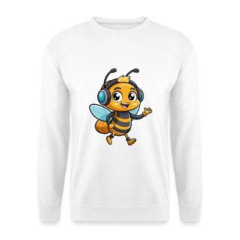 Bee Funny Cartoon Character Headphone Music - Unisex Sweatshirt - white - Front