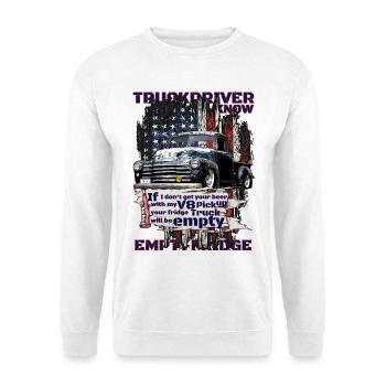 V8 Pickup Patriot Flagge - Unisex Pullover - Weiß - Vorne - Alina (178cm) & Michal (187cm)