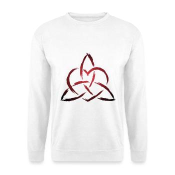Triquetra Keltisches Herz Knoten Symbol - Unisex Pullover - Weiß - Vorne - Alina (178cm) & Michal (187cm)