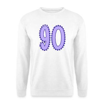 90. 90 JAHRE. 90. JAHRESTAG. 90-JÄHRIGES JUBILÄUM. - Unisex Pullover - Weiß - Vorne - Alina (178cm) & Michal (187cm)