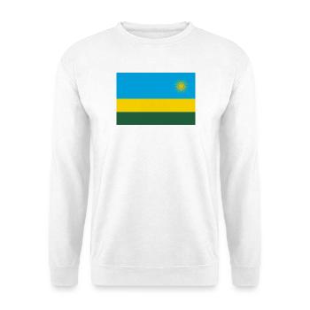 Ruanda – Flagge Sonnenaufgang blau-golden - Unisex Pullover - Weiß - Vorne - Alina (178cm) & Michal (187cm)