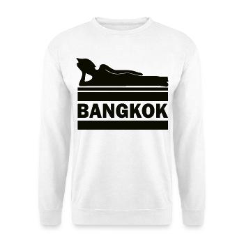 Bangkok Buddha Thailand Tempel Wat Pho Souvenir TH - Unisex Pullover - Weiß - Vorne - Alina (178cm) & Michal (187cm)