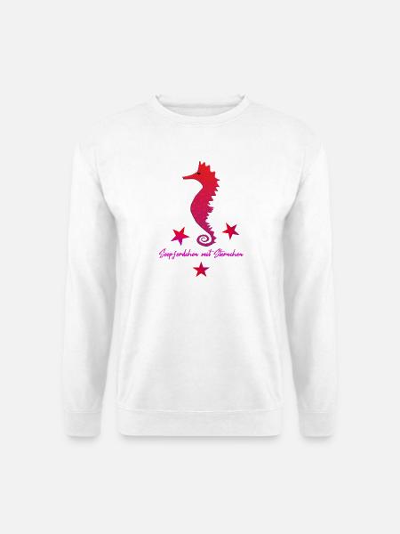 rotes Seepferd mit Sternchen - Unisex Pullover - Weiß