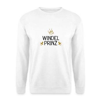 Baby Windel Prinz Krone - Unisex Pullover - Weiß - Vorne - Alina (178cm) & Michal (187cm)