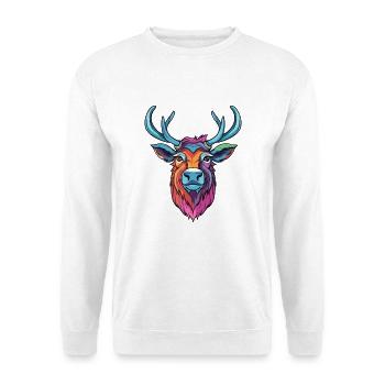 Karibu buntes Aquarell Cartoon Kawaii Tier - Unisex Pullover - Weiß - Vorne - Alina (178cm) & Michal (187cm)