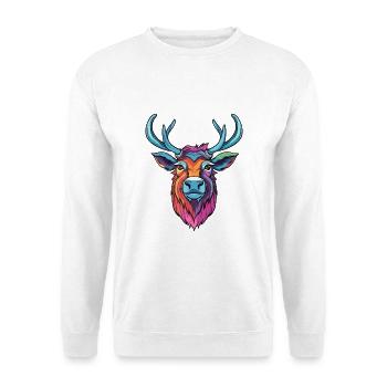 Karibu buntes Aquarell Cartoon Kawaii Tier - Unisex Pullover - Weiß - Vorne - Alina (178cm) & Michal (187cm)