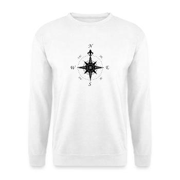 Windrose - Kompass - retro - Unisex Pullover - Weiß - Vorne - Alina (178cm) & Michal (187cm)