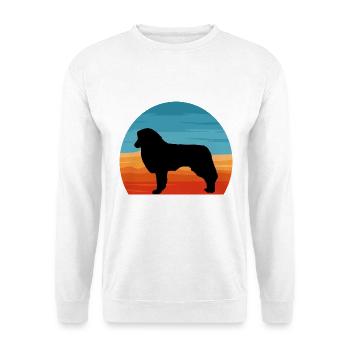 Englischer Schäferhund Hund Liebhaber Silhouette Retro Sonnenuntergang - Unisex Pullover - Weiß - Vorne - Alina (178cm) & Michal (187cm)