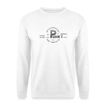 zum Punkt kommen auf den Punkt kommen - Unisex Pullover - Weiß - Vorne - Alina (178cm) & Michal (187cm)