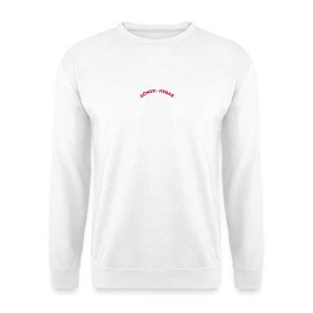 Doener Kebab Schrift - Unisex Pullover - Weiß - Vorne - Alina (178cm) & Michal (187cm)