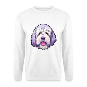 Alter englischer Schäferhund Hund Rasse Cartoon Kawaii Illu - Unisex Pullover - Weiß - Vorne - Alina (178cm) & Michal (187cm)