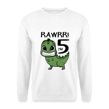 5. Geburtstag Dinosaurier - 5. Klasse Geschenk - Unisex Pullover - Weiß - Vorne