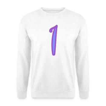1. 1 JAHR. 1. JAHRESTAG. 1 JAHR GEBURTSTAG - Unisex Pullover - Weiß - Vorne - Alina (178cm) & Michal (187cm)
