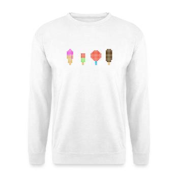 Pixel Eis - Retro Eiscreme - Unisex Pullover - Weiß - Vorne - Alina (178cm) & Michal (187cm)