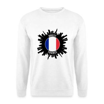 Brest Skyline Frankreich Flagge Reise-Souvenir - Unisex Pullover - Weiß - Vorne - Alina (178cm) & Michal (187cm)