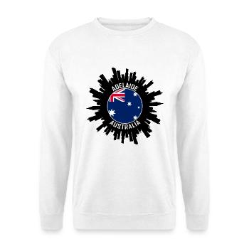 Adelaide Skyline Australien Flagge Reise Souvenir - Unisex Pullover - Weiß - Vorne - Alina (178cm) & Michal (187cm)