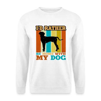 Hanover Hound Hund Lover Silhouette Vintage Sunset - Unisex Pullover - Weiß - Vorne - Alina (178cm) & Michal (187cm)