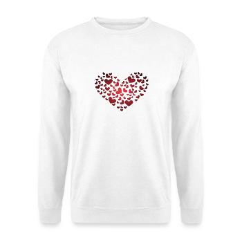 Herz aus Herzchen - Unisex Pullover - Weiß - Vorne - Alina (178cm) & Michal (187cm)