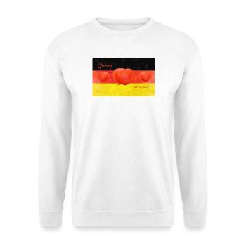 Deutschland Mohnblume Deutschland Fahne - Unisex Pullover - Weiß - Vorne - Alina (178cm) & Michal (187cm)