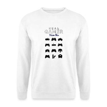 echte Spieler für den wahren Gamer - Unisex Pullover - Weiß - Vorne - Alina (178cm) & Michal (187cm)
