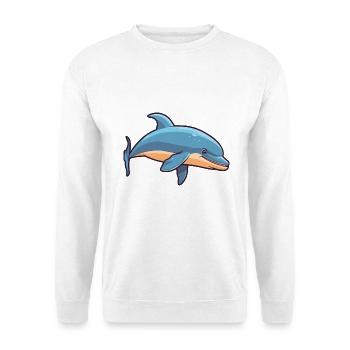 Große Tümmlerwal-Karikatur-Kawaii-Illustration - Unisex Pullover - Weiß - Vorne - Alina (178cm) & Michal (187cm)