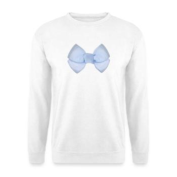 Schleife Blau - Unisex Pullover - Weiß - Vorne - Alina (178cm) & Michal (187cm)
