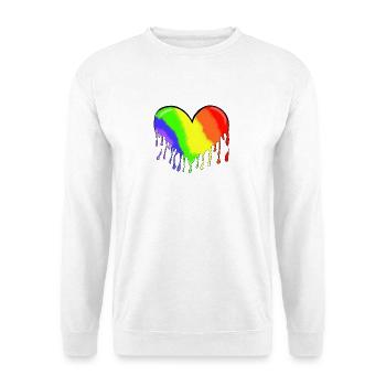 Regenbogenherz - Unisex Pullover - Weiß - Vorne - Alina (178cm) & Michal (187cm)