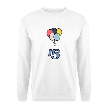 15. 15 ANS. 15e ANNIVERSAIRE. ANNIVERSAIRE 15 ANS. - Sweat-shirt Unisexe - blanc - Devant