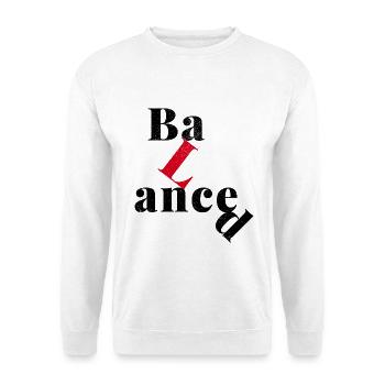 Eine Frage der Balance. - Unisex Pullover - Weiß - Vorne - Alina (178cm) & Michal (187cm)