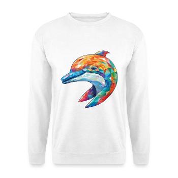 Delphin Bunte Aquarell-Tierillustration - Unisex Pullover - Weiß - Vorne - Alina (178cm) & Michal (187cm)
