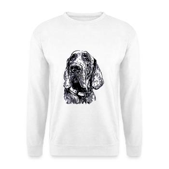 Neon-Linien Hundeporträt - Unisex Pullover - Weiß - Vorne - Alina (178cm) & Michal (187cm)
