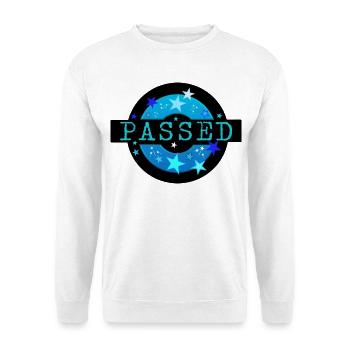 Bestanden Prüfung bestanden Abi - Unisex Pullover - Weiß - Vorne - Alina (178cm) & Michal (187cm)